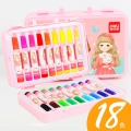 得力(deli)水彩笔粗头可水洗可手提盒装绘画笔幼儿园彩色涂色图画笔安全18色7052/粉红色