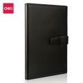得力(deli)25K120张扣带皮面本 商务会议记事本笔记本子办公文具黑色3335