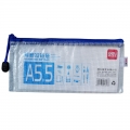 得力 (deli) 票据袋 拉边袋 文件袋 收纳袋彩色A4 A5 B5PVC网格拉链袋A5.5(230*115mm)蓝5657