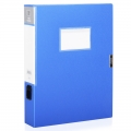 得力（deli） A4加厚档案盒塑料文件夹收纳盒 粘扣资料盒办公用品5606蓝色(宽55mm)