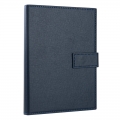 得力（deli） 商务记事本简约磁扣PU皮面本文具办公会议记录笔记本深蓝色25K(205*143mm)-22241