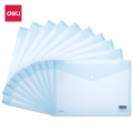 得力(deli)10只A4透明文件袋 按扣资料袋 塑料档案袋学生试卷收纳袋8308蓝色