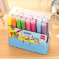 得力儿童可水洗水彩笔小学生24色36色幼儿园初学者用带印章彩笔专70654(24色蓝色外壳)