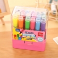 得力儿童可水洗水彩笔小学生24色36色幼儿园初学者用带印章彩笔专70653(18色粉色外壳)