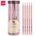 得力(deli)木世界系列六角笔杆原木2B铅笔考试专用学生铅笔50支/桶S907