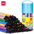 得力(deli)48色桶装六角杆可水洗学生水彩笔/绘画彩笔儿童涂鸦笔蓝色70725