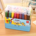 得力儿童可水洗水彩笔小学生24色36色幼儿园初学者用带印章彩笔专70655(36色蓝色外壳)