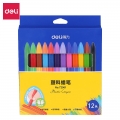 得力（deli）72061塑料蜡笔儿童塑料蜡笔学生三角笔杆油画棒12色美术绘画