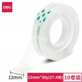 得力(deli)30009易撕透明高粘文具胶带 学生手撕小胶带1.8cm强力窄胶条封口文具胶布 易撕文具胶带12mm（10卷）